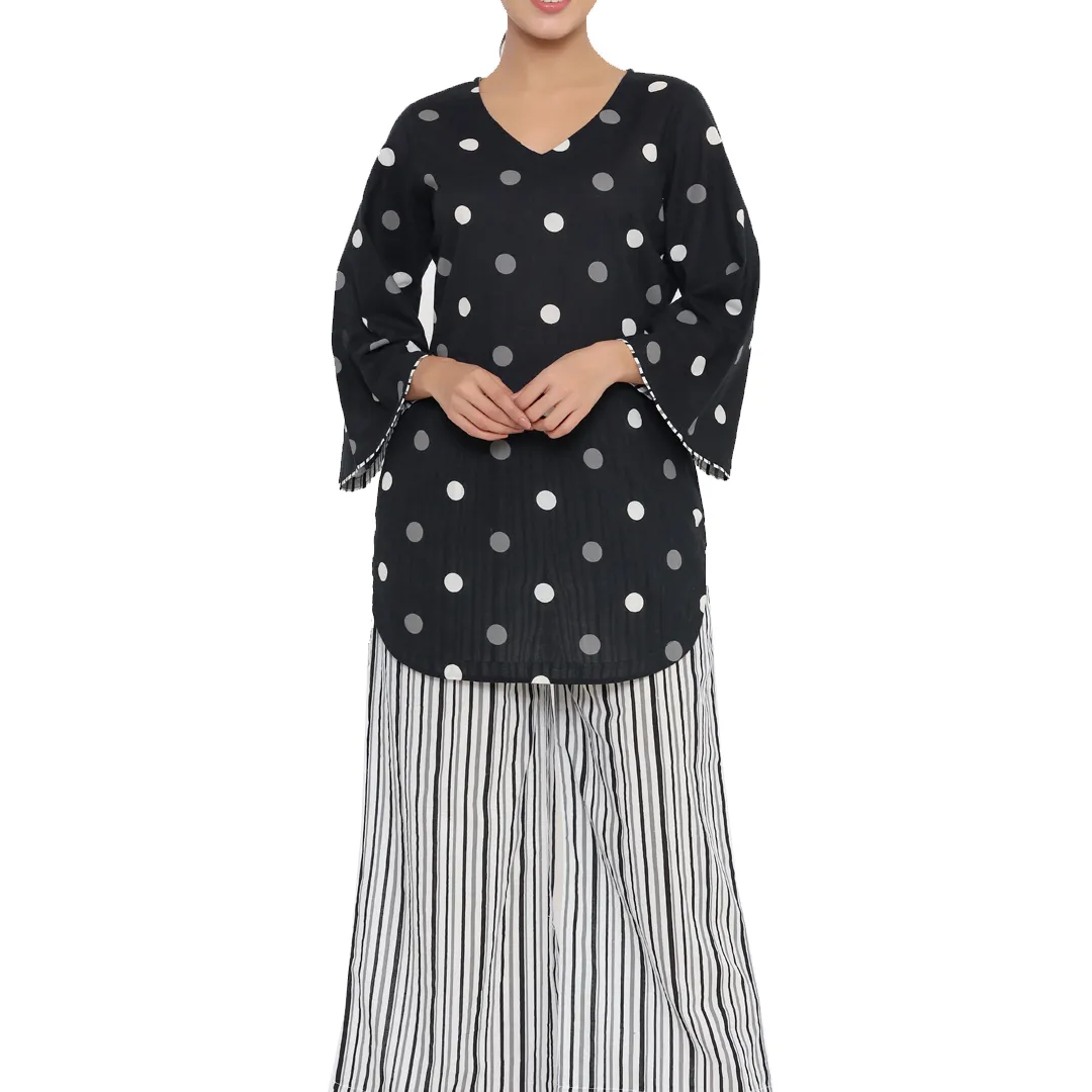 Pijamas de algodão femininos personalizados, conjunto de pijamas de algodão com manga curta de estilo indiano, 2 peças, padrão floral, de algodão orgânico, 100%