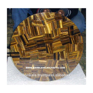 Hermosa piedra preciosa hecha a mano Ojo de Tigre Mesa Top - Product Image 1