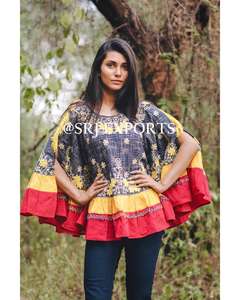 High-End Top Fashion Embroidery Graceful Blue Slub Circular Floral Embroidered Dual Frill Trendy long sleeve Short Kaftan - Product Image 1