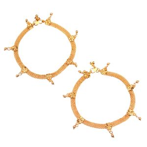 Conjunto de tobillera con abalorio para novia, pulsera de tobillo de 14 K chapada en oro de bollwood indio, joyería de pie de pago, 2 uds. - Product Image 5