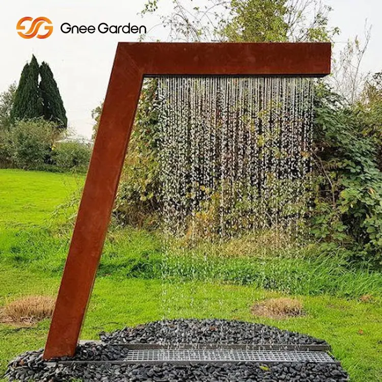 Metalen Stand Fontein Water Fall Tuin Ornamenten Corten Staal Regen Gordijn