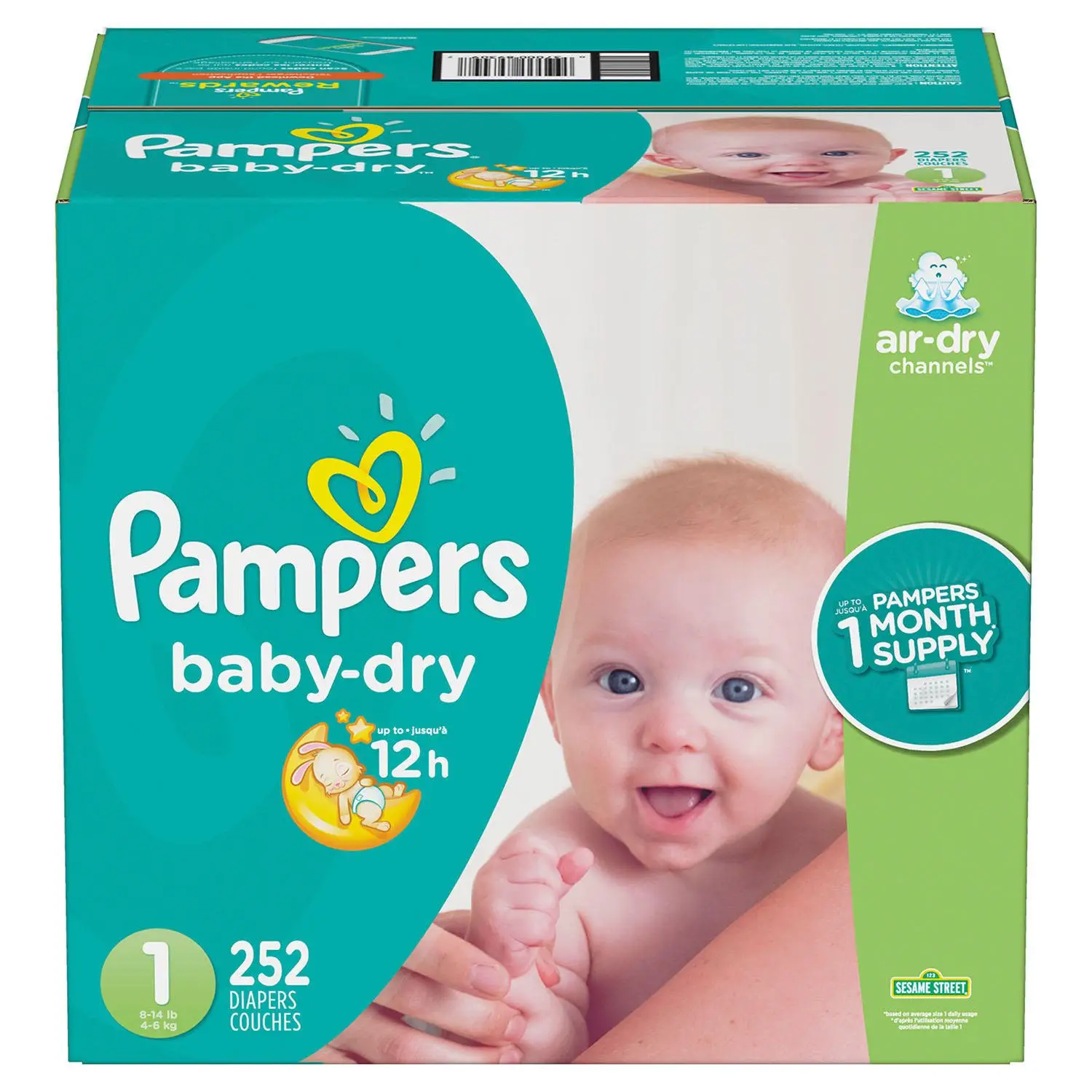 Pannolini taglia 1 (8-14 libbre) neonato, 198 conteggi-Pampers pannolini usa e getta pannolini per bambini, un mese'