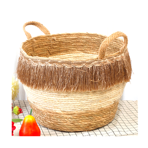 100% naturel Seagrass Zig Zag Panier à linge Solution de stockage élégante - Product Image 1