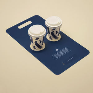 Logo personalizzato Usa E Getta Da <span class=keywords><strong>Asporto</strong></span> 2 Due Cardborad di Carta Bere Tazza di Caffè Carrier Supporto Con Maniglia - Product Image 4