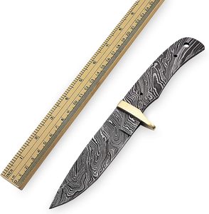 Lame vierge en acier de damas forgé à la main, pour l'industrie des couteaux Sm, 9.00 pouces, avec traversin en laiton (smk1985) - Product Image 6