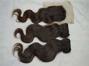 Extensions de dentelle alignées sur les cuticules brésiliennes Onde corporelle 4X4 5X5 Fermetures cuites à la vapeur Vendeurs en gros Extensions de cheveux humains indiens - Product Image 4