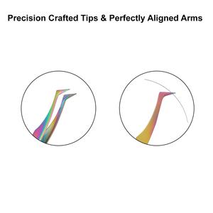 Pince à épiler professionnelle à 90 degrés pour extension de cils fournitures d'extension de cils pince à épiler à pointe de fibre - Product Image 3