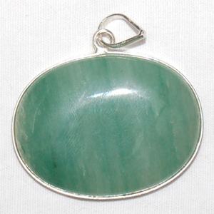 Pendentif ovale Aventurine verte Pierre semi-précieuse pour la guérison Pendentifs fabriqués - Product Image 1