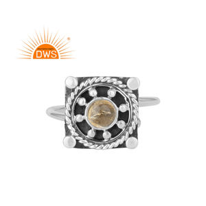 Bague en pierre précieuse naturelle en Citrine fine, argent Sterling 925, modèle Vintage, vente en gros, fournisseur de bijoux - Product Image 1