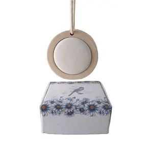 passive fragrance diffuser hanging round ceramic aroma stone diffuser on wood base