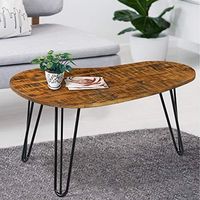 Table en bois luxueuse en forme de larme, Surface moderne, dessus de canapé, table d'appoint, table de salon avec étagère ouverte de rangement