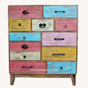 ห้องนอนสไตล์โบราณไม้เนื้อแข็งหลากสีมัลติฟังก์ชั่ Secretaire ห้องนั่งเล่นเฟอร์นิเจอร์ตู้ลิ้นชัก - Product Image 3