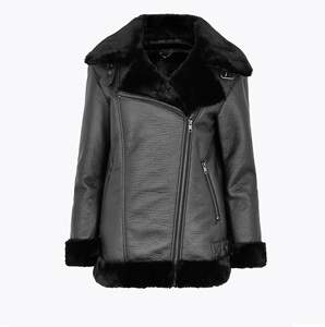 Chaqueta informal de piel de oveja con cremallera para mujer, chaqueta de moda con piel de imitación en color gris, nuevo diseño de invierno 2021 - Product Image 1