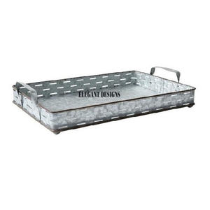Inexpensive Galvanized Serving Tray Rectangular Shape Fancy Serving Platter Top Quality Handmade Best Galvanized Serving Dish - Product Image 1