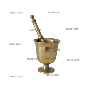 Mortier et pilon en laiton massif de conception classique meilleure qualité mortier et pilon en laiton de couleur or de forme ronde - Product Image 4