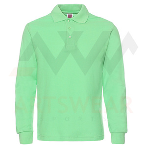 Camiseta de manga larga de alta calidad para hombre y mujer, polo de color azul, 100% algodón, informal, con logotipo personalizado, venta al por mayor, unisex - Product Image 6