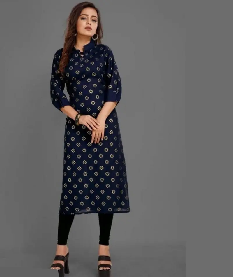 Trendy New Pure Rayon Foil Print Kurtis for Women Fancy Party Wear and Casual Wear Simple Printed Indian Women Kurtis Suits