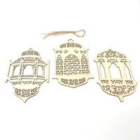 Vaya Decoración de Pared Islámica, Letreros de Madera Cortados con Láser, Adorno para Puerta, Decoraciones de Ramadán, Letras de Madera Pintadas con la Frase Eid Mubarak