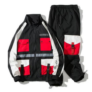 Chándal de nailon para hombre-Pantalones personalizados de dos piezas con cortavientos de gran tamaño al por mayor - Product Image 1