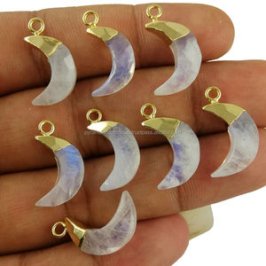 Pequeño Flash de la piedra lunar del arco iris de la Media Luna Media luna encantos colgante - Product Image 1