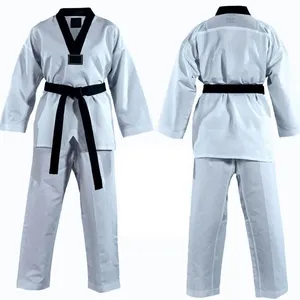 Özel logo Taekwondo üniforma dövüş sanatları WTF tarzı pamuk malzeme