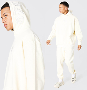 Custom Vendor Clothing Men's 3D Embroidery 2 Piece Set Heavyweight Hooded <b>Plain</b> <b>Tracksuit</b> Pullover Hoodie Sweatsuits For Mens - Product Image 3