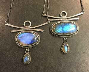 จี้เงิน925พร้อมจี้แฟชั่นอัญมณีลาบราดอไรต์ทรงรีพร้อมจี้อัญมณีเพื่อเพิ่มพลังของขวัญสำหรับเธอ - Product Image 1