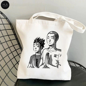 Sac à main en toile de coton écologique pour femmes, cabas de grande capacité pliable, imprimé noir, fourre-tout, mode - Product Image 4