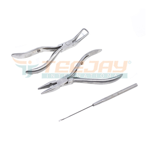 TEEJAY New #15015 Wholesale Silver Polished Hair Extension <b>Plier</b> <b>Set</b> with Hook Needle for use with micro rings or bond removal - Product Image 1