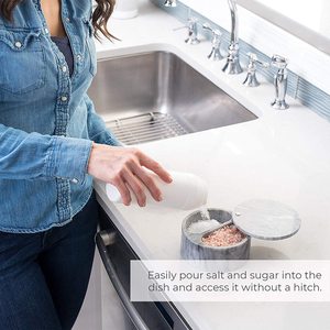 Marble Salt <b>Box</b> Dual Compartment <b>Herb</b> Spice Tools Eco-Friendly Dust Resistant Hand Wash Only Kitchen Server - Product Image 2