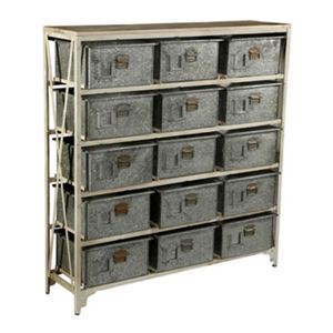 Antique 15-Drawer Industrial & Vintage Farmhouse Living Room <b>Storage</b> Cabinet with Iron & Old Mango Wood for Home & Villa - Product Image 1