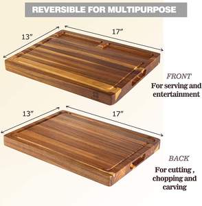 ถาดเสิร์ฟไม้กระถินเทศสีน้ำตาลธรรมชาติทรงสี่เหลี่ยมผืนผ้าขนาดใหญ่พิเศษ รุ่น KSN-TY-01 ลายไม้บล็อกเนื้อแข็งแบบผิวผิววอลนัท สำหรับใส่ขนมปัง - Product Image 2