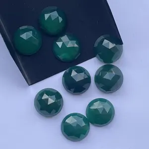 Onyx hijau alami onderdil potongan mawar batu permata terkalibrasi longgar cabochon dari pemasok Semi batu mulia membuat perhiasan Online