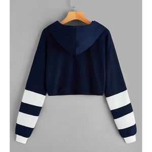 Embroidery V Neck solid color Hoodie Women Ladies <b>White</b> <b>Crop</b> <b>Top</b> Sweatshirt - Product Image 6