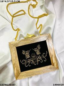 Designer Handmade Wooden Evening <b>Clutch</b> for Women Indian Manufactured Sale Available for <b>Weddings</b> and Special Occasions - Product Image 3