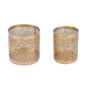 Metal <b>Black</b> And Gold Color Votive <b>Candle</b> <b>Holder</b> Set Of Two Round Shape Votive <b>Holder</b> For Wedding Party Decor - Product Image 2