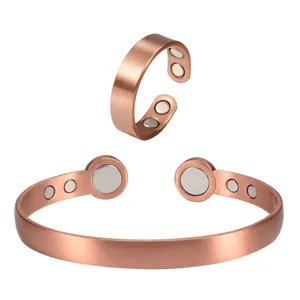 Energinox个性化ID纯磁手镯平衡能量应力铜手镯和戒指毛坯套装
