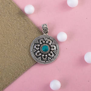 Vintage collection turquoise pierres précieuses 925 argent sterling fait à la main bien conçu pendentifs fabricant de bijoux - Product Image 2