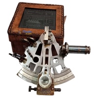 Sextant en laiton plaqué, fait main, durable, de haute qualité, nautique, antique, objet de collection, cadeau, décoration intérieure, avec boîte en cuir, Europe