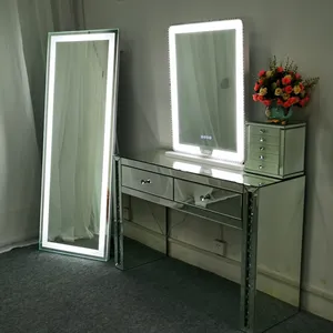 Nordic Simple Light Luxury Drawers Bedroom Corner Chest Silver Crush Mirror Long Diamond Dresser