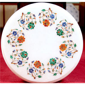 Marble Inlay Unique Designer Handmade <b>Round</b> Shape Coffee <b>Table</b> <b>Top</b> - Product Image 1