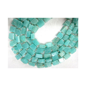 ลูกปัดนักเก็ตสีเขียวแบบเหลี่ยมเพชรพลอยจาก Amazonite ขนาด14นิ้วขนาด10-12มม. - Product Image 1