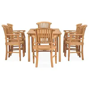 柚木餐桌椅家具木制餐厅时尚棕色套装户外室内用餐