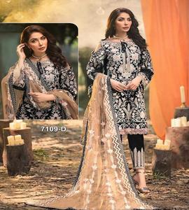 Eid-ropa de fiesta especial para mujer, traje con bordado pesado de georgette de color negro, fondo elegante, estilo paquistaní, indio, salwar, kameez - Product Image 1