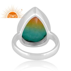 ล่าสุดดีไซน์เนอร์925เงินสเตอร์ลิงธรรมชาติแบบคู่จากแตงโมอัญมณีควอตซ์แหวนวางซ้อนกันได้ - Product Image 4