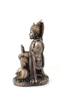 Estatua de Hanuman sentado con acabado en resina y cobre para decoración del hogar, ídolo decorativo de Bajrang Bali, ídolo de bronce, estatua de Ram Bhakt Hanuman. - Product Image 4