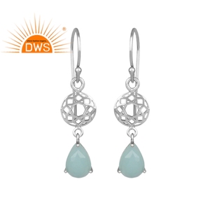 Prong Set Aqua Chalcedony Gemstone <b>Earring</b> Jewelry Supplier Handmade 925 Sterling Silver <b>Earring</b> <b>Fine</b> Jewelry Wholesaler - Product Image 1