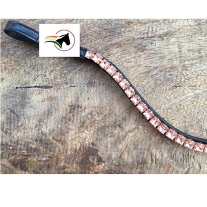 Luxe à la mode équestre or rose opale 8 mm CRISTAL CHEVAL BROW BAND OUVERT DOS BRIDLE avec ruban adhésif boucle cuir MATÉRIEL - Product Image 3