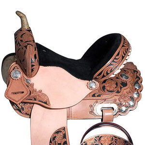 Ensemble de clous de selle de cheval occidental de course de baril en cuir véritable durable de qualité supérieure différentes tailles 14 '-18' et couleurs disponibles - Product Image 1