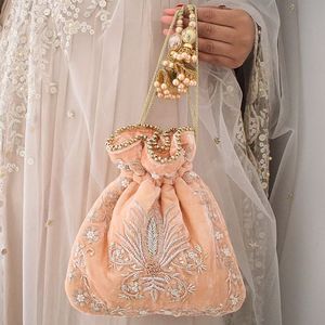 NEW--TRENDY---POTLI-BAG WITH ZARDOZI EMBROIDERY--WORK ON--BAGS FOR PARTY & <b>WEDDING</b> @ 2021 - Product Image 1